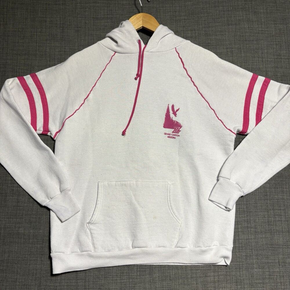 Womens Jerzees Grand Canyon Arizona Hoodie Size XL White Pink Vintage 80s